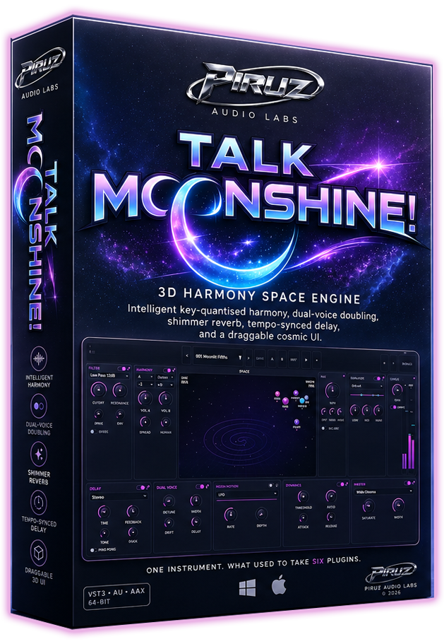 Talk Moonshine! 3D Harmony Space Engine, Piruz Audio Labs package mockup