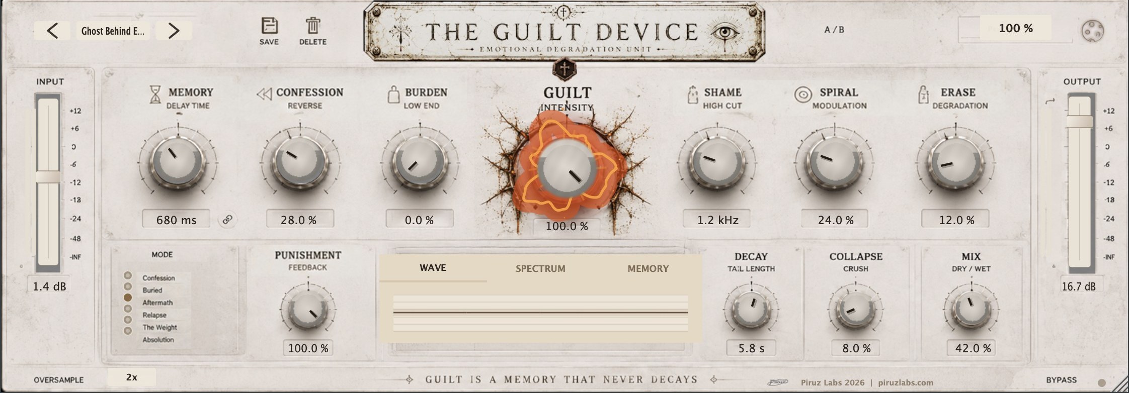 The Guilt Device interface